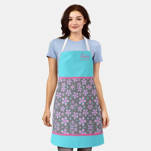 Chic Floral Personalized Apron Schort (Gedragen)