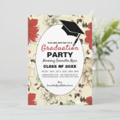 Chic Floral Pet, Graduation Party Invitation Aankondiging (Staand voorkant)
