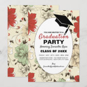 Chic Floral Pet, Graduation Party Invitation Aankondiging (Voorkant / Achterkant)