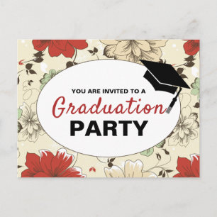 Chic Floral Pet, Graduation Party Invitation Uitnodiging Briefkaart