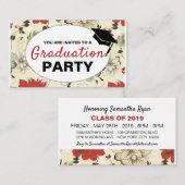 Chic Floral Pet, Graduation Party Ticket Invite Informatiekaartje (Voorkant / Achterkant)