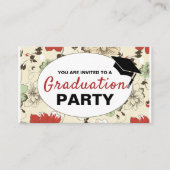 Chic Floral Pet, Graduation Party Ticket Invite Informatiekaartje (Voorkant)
