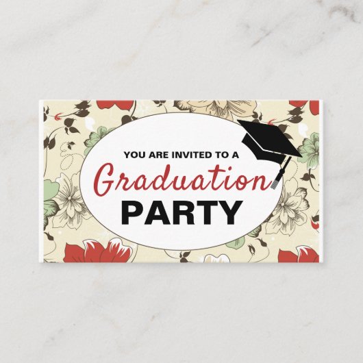 Chic Floral Pet, Graduation Party Ticket Invite Informatiekaartje (Voorkant)