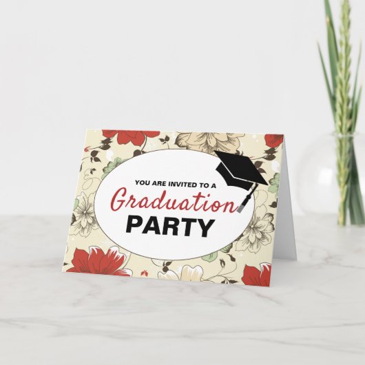 Chic Floral Pet, Photo Graduation Party Invitation (Voorkant)