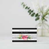 Chic Floral Piano Docent Moderne Muzikale Noten Visitekaartje (Staand voorkant)