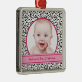 Chic Floral Pink Baby's eerste kerst Ornament (Rechts)