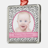 Chic Floral Pink Baby's eerste kerst Ornament (Links)
