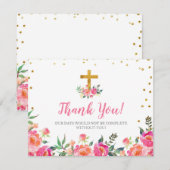 Chic Floral Pink Gold Hartelijk dank Bedankkaart (Voorkant / Achterkant)