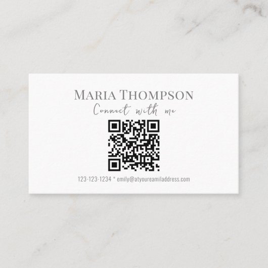 Chic Floral Pink Peony Professional QR-code Visitekaartje (Voorkant)