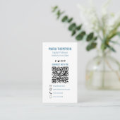 Chic Floral Pink Roos Professional QR Code Visitekaartje (Staand voorkant)
