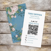 Chic Floral Pink  Roos Professional QR Code Visitekaartje