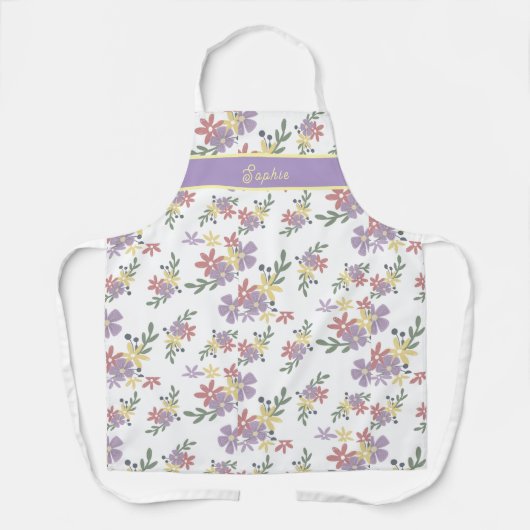 Chic Floral Purple Pattern Baking Schort (Voorkant)
