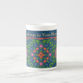 Chic Floral Rangoli Deep Blue Bone China Mok (Voorkant)