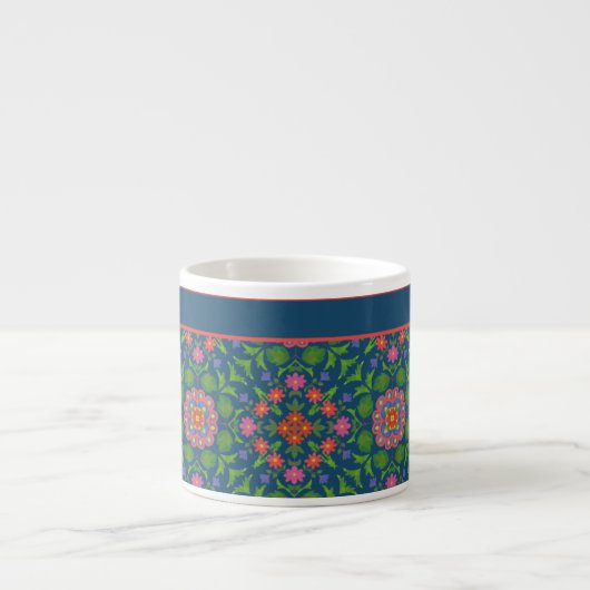 Chic Floral Rangoli Deep Blue Espresso Match Espresso Kop (Voorkant)