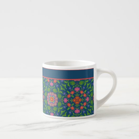 Chic Floral Rangoli Deep Blue Espresso Match Espresso Kop (Rechts)