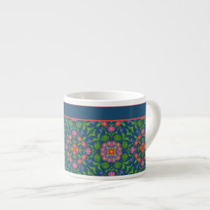 Chic Floral Rangoli Deep Blue Espresso Match Kop