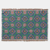 Chic Floral Rangoli op Deep Blue Throw Blanket Deken (Voorkant)