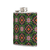 Chic Floral Rangoli Pattern on Black Hip Flask Heupfles (Links)