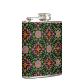 Chic Floral Rangoli Pattern on Black Hip Flask Heupfles (Rechts)