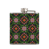 Chic Floral Rangoli Pattern on Black Hip Flask Heupfles (Achterkant)