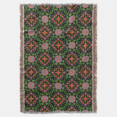 Chic Floral Rangoli Pattern op Black Throw Blanket Deken (Voorkant Verticaal)