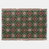 Chic Floral Rangoli Pattern op Black Throw Blanket Deken (Voorkant)