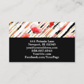 *~*Chic Floral Red Poppy Black Glitter Foil White Visitekaartje (Achterkant)