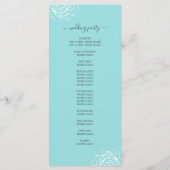 Chic Floral Roos Blue Simple Minimal Wedding Programmakaart (Achterkant)