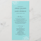 Chic Floral Roos Blue Simple Minimal Wedding Programmakaart (Voorkant)