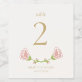 Chic Floral Roos Crest Trouwtafel Nummer Wijn Etiket (Enkel label)