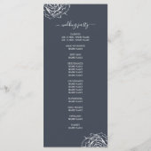Chic Floral Roos donkerblauw Eenvoudig minimaal hu Programmakaart (Achterkant)