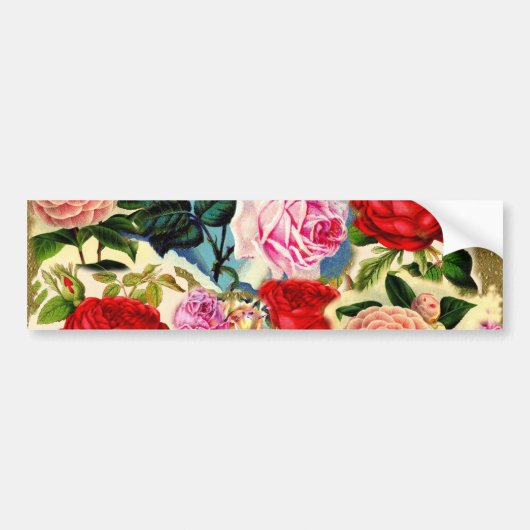   Chic Floral Roos Garden Collage Bumpersticker (Voorkant)
