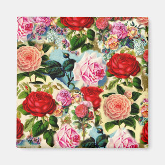   Chic Floral Roos Garden Collage Magneet