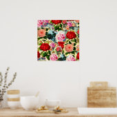Chic Floral Roos Garden Collage Poster (Keuken)