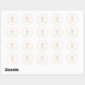 Chic Floral Roos & Ivoren bruiloft Ronde Sticker (Vel)