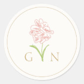Chic Floral Roos & Ivoren bruiloft Ronde Sticker (Voorkant)