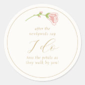 Chic Floral Roos & Ivoren bruiloft Ronde Sticker (Voorkant)