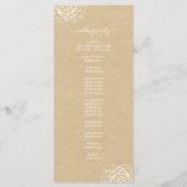 Chic Floral Roos Kraft Simple Minimal Wedding Programmakaart (Achterkant)