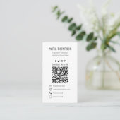 Chic Floral roze pony Professional QR Code Simple Visitekaartje (Staand voorkant)