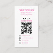 Chic Floral roze pony Professional QR Code Simple Visitekaartje (Voorkant)
