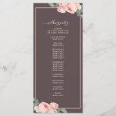 Chic Floral  roze roodroodbruin huwelijk Programmakaart (Achterkant)