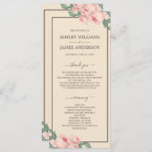 Chic Floral roze roze ivoor bruiloft Programmakaart (Voorkant / Achterkant)