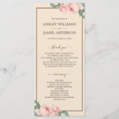 Chic Floral  roze roze ivoor bruiloft Programmakaart (Voorkant)