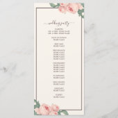 Chic Floral Roze Roze Roos Wit Bind Programmakaart (Achterkant)