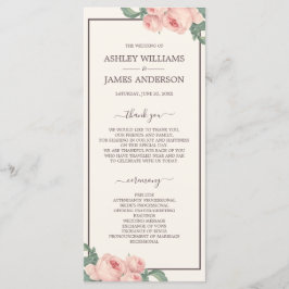 Chic Floral  Roze Roze Roos Wit Bind Programmakaart