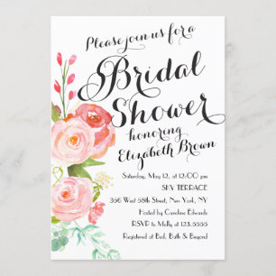 Chic Floral Rozen Bridal Shower-uitnodiging Kaart