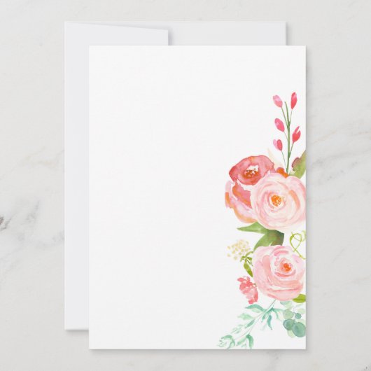 Chic Floral Rozen | Uitnodiging voor bruidsdouche (Achterkant)