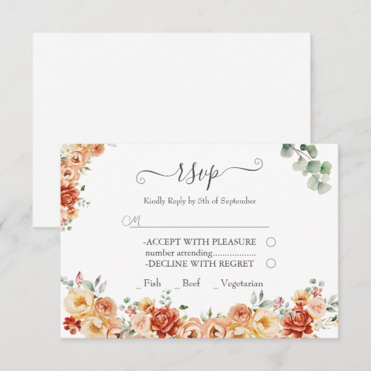 Chic Floral RSVP Huwelijksreactie Kaart (Voorkant / Achterkant)