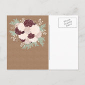 Chic Floral Save the Date - Donkere wijn accent Aankondigingskaart (Achterkant)