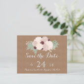 Chic Floral Save the Date - Donkere wijn accent Aankondigingskaart (Staand voorkant)